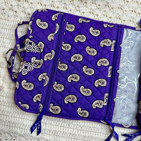VERA BRADLEY Women's Hanging Makeup Toiletry Bag Purple Paisley Floral Travel - Picture 9 of 12
